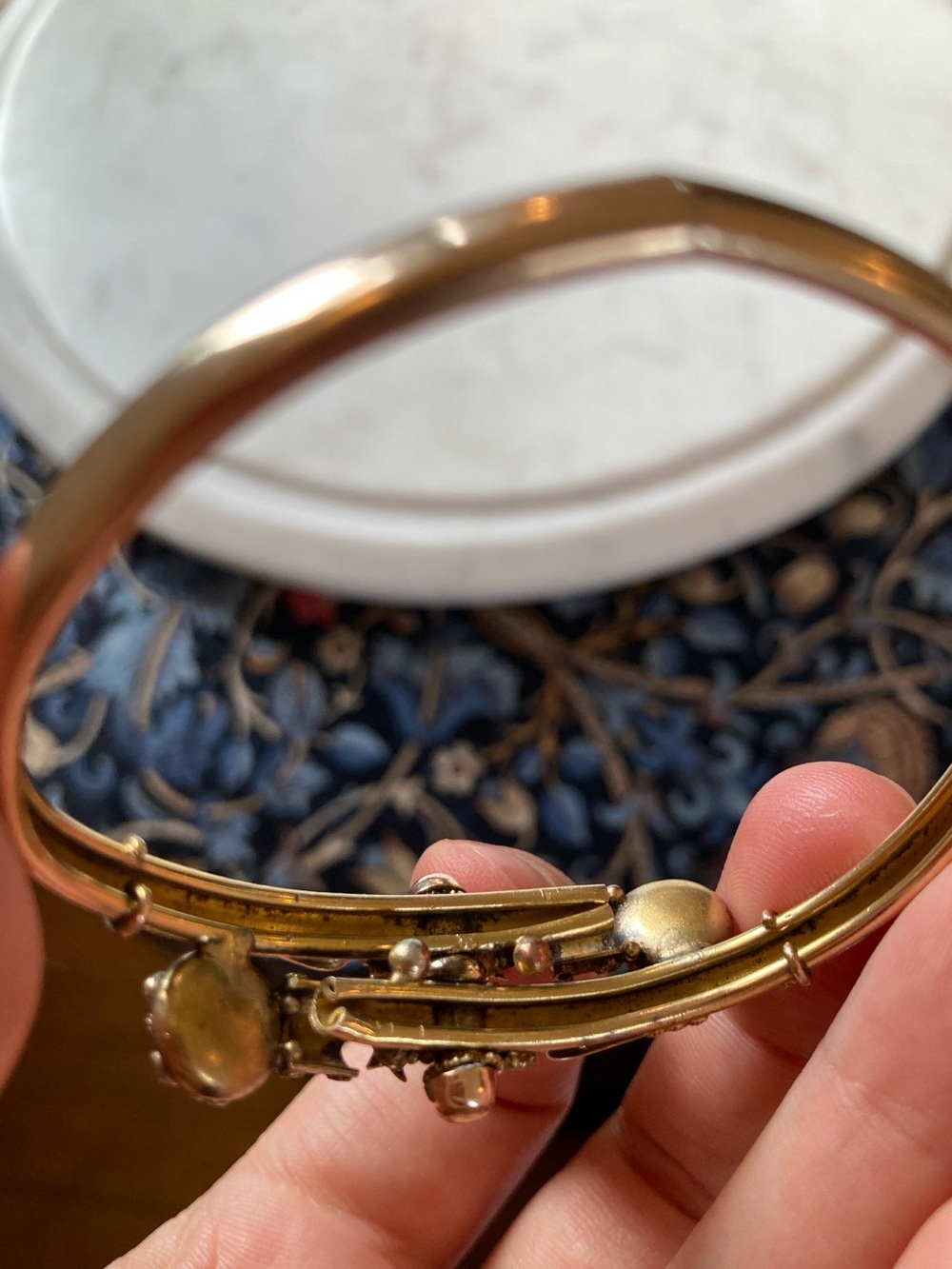 Antique Victorian Celestial Rose-Cut Garnet Crescent Moon & Stars GF Bracelet - Picture 14 of 16